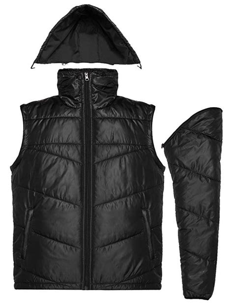 down jacket with removable sleeves.